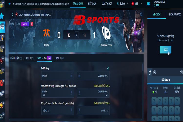 Bảng kèo Esports cho CSGO trên Bsports