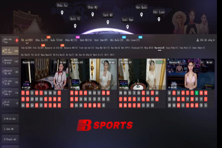 Các bàn chơi roulette với đa dạng mức cược trên Bsport