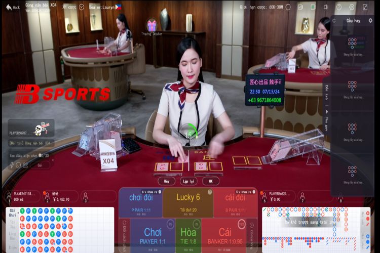 Chơi baccarat trực tiếp với dealer trên Bsports