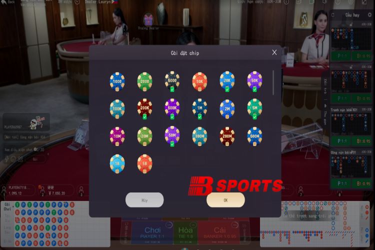 Có nhiều mức cược khi chơi casino trên Bsports