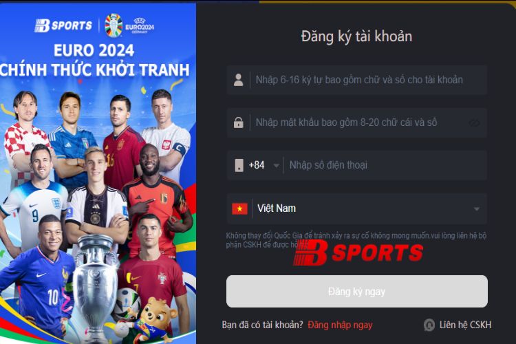 Đăng ký siêu tốc qua số điện thoại tại hệ thống Bsport