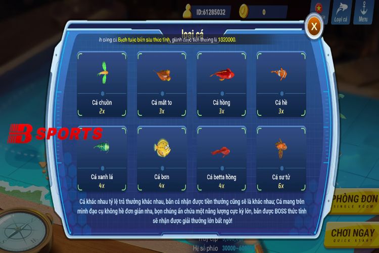 Những loại cá đa dạng trên Bsports