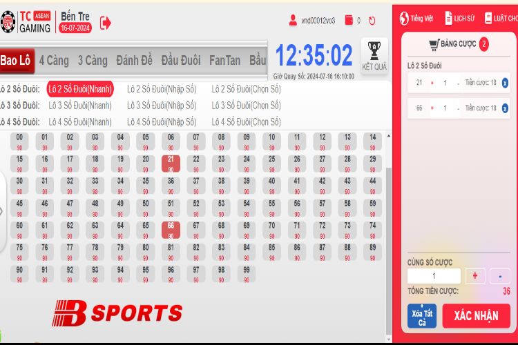 Phiếu cược bao lô trên Bty6151