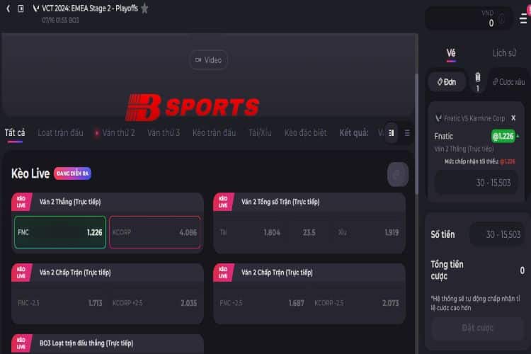 Phiếu cược esports trên Bsports được trình bày mạch lạc