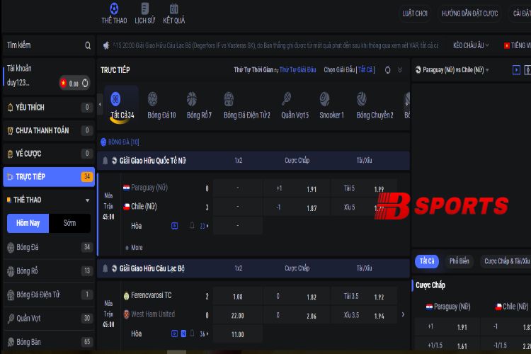 Sảnh cược thể thao FB trên Bsports