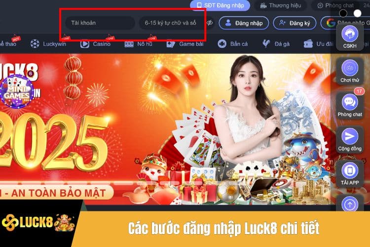Các bước đăng nhập Luck8 chi tiết