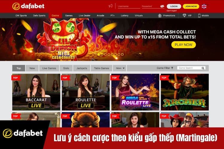 Lưu ý cách cược theo kiểu gấp thếp (Martingale)